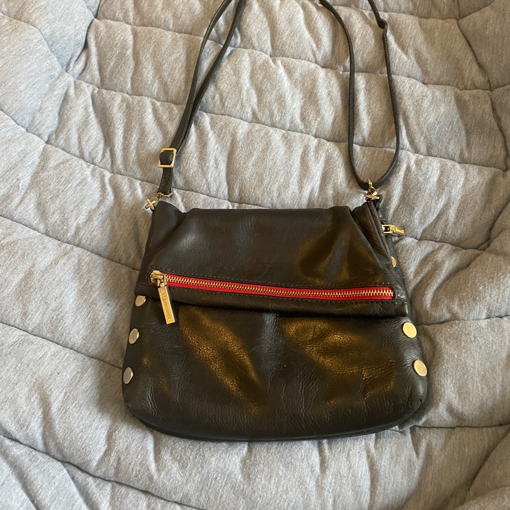 Hammitt brushed black leather crossbody bag